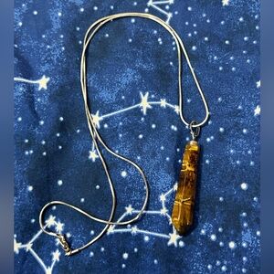 Genuine Tiger's Eye Crystal Pendant Necklace
